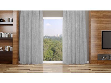 Sleva (set 2 kusy) - zatemňovací závěs žíhaný světle šedý  - v.180cm kroužky