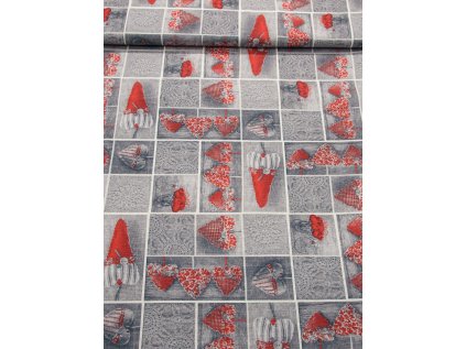 Dekorační látka - Sonja srdce šedé - š.160cm - ZBYTKY LÁTEK - kus 4,40m