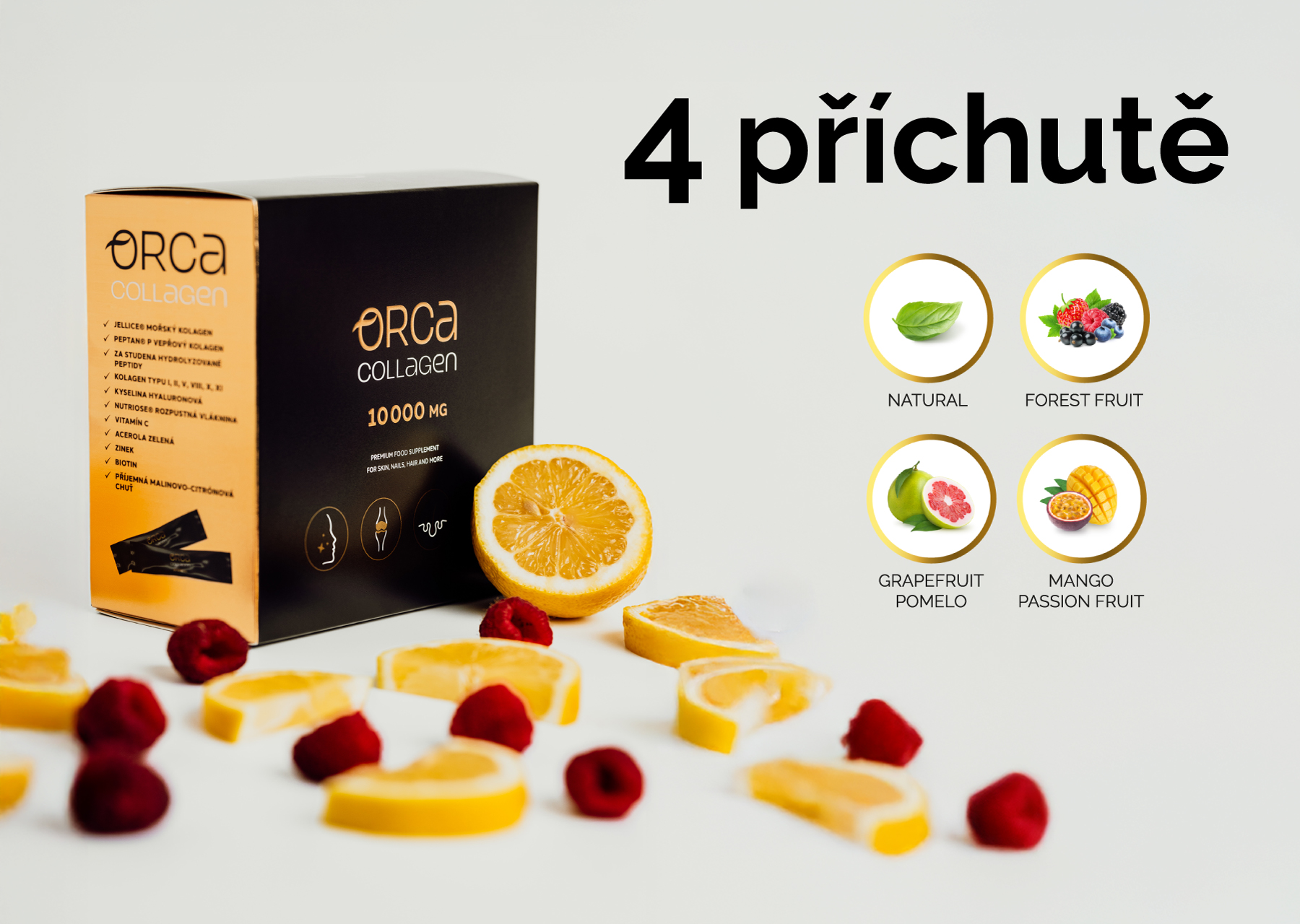 Orca collagen | 4 příchutě přípravku Orca Collagen