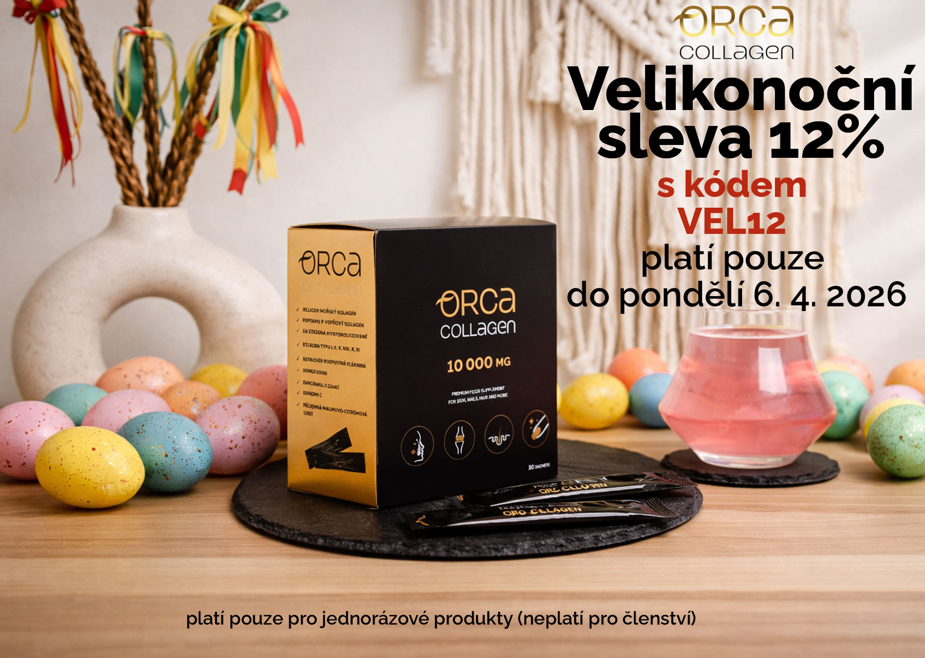 Velikonoční sleva - 12% s kódem "VEL12". Pouze do pondělí 6. 4. 2026