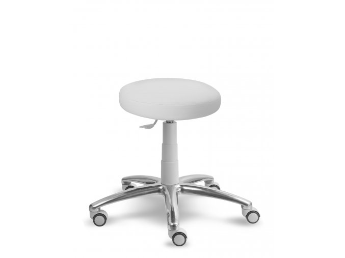 Vyšetřovací stolička MEDI 1256 G (Barva sedáku SILVERTEX - 30518 - bílá, Výška pístu Nižší píst, 45 - 58 cm (standard), Typ koleček Kluzáky)