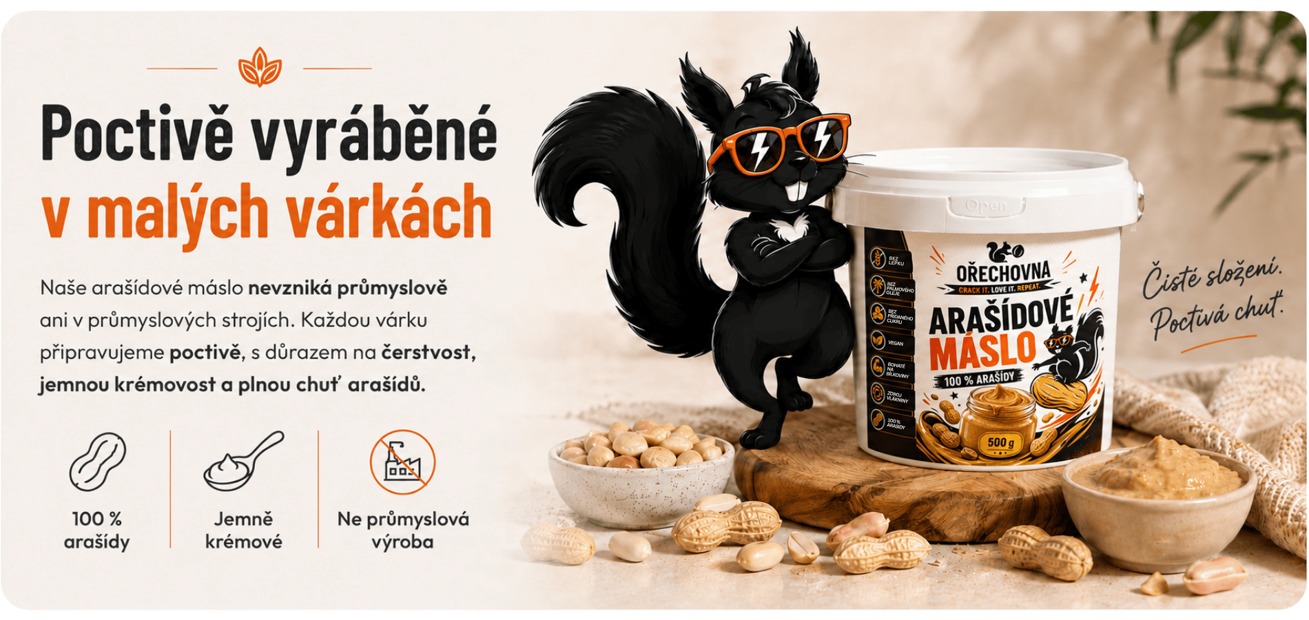 Arašídové máslo Ořechovna – poctivě vyráběné v malých várkách
