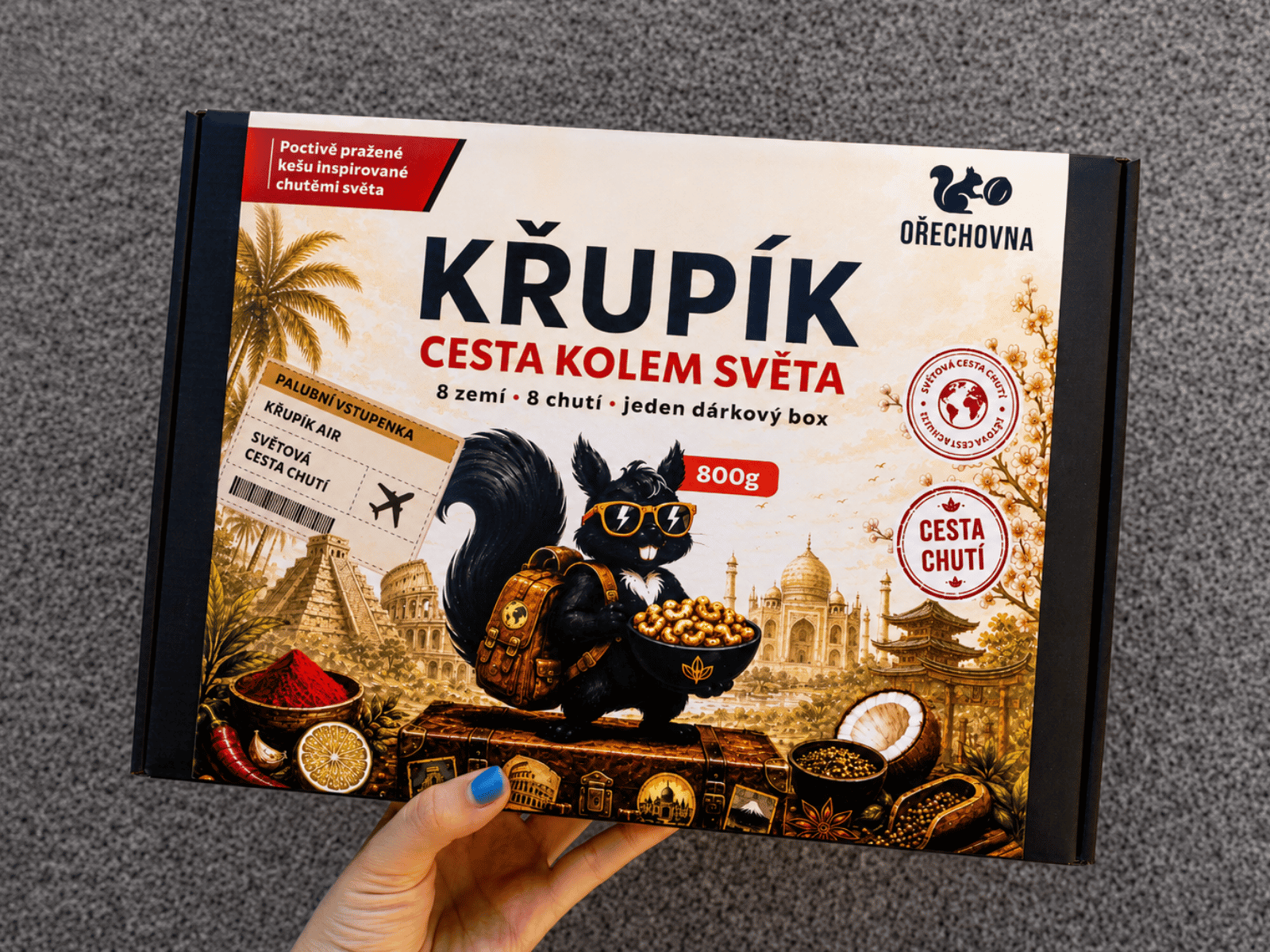 Obsah dárkového boxu Křupík Cesta kolem světa