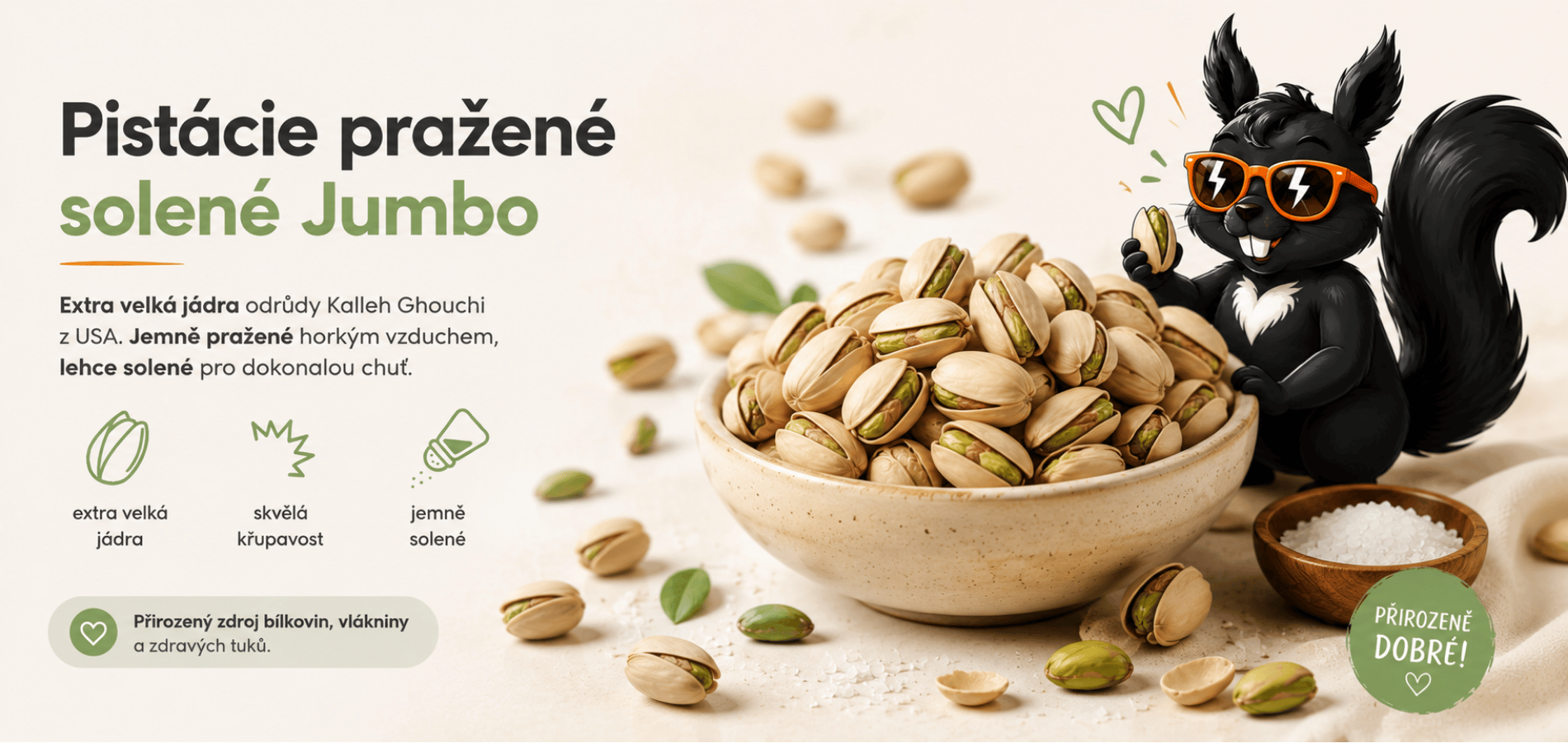 Pistácie pražené solené Jumbo 250 g Ořechovna