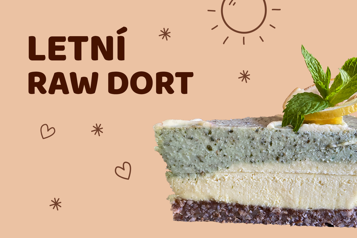 Letní citronovo-mátový raw dort