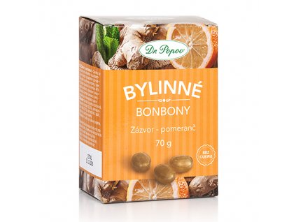 Dr. Popov Bonbony Zázvor - pomeranč, 70 g -