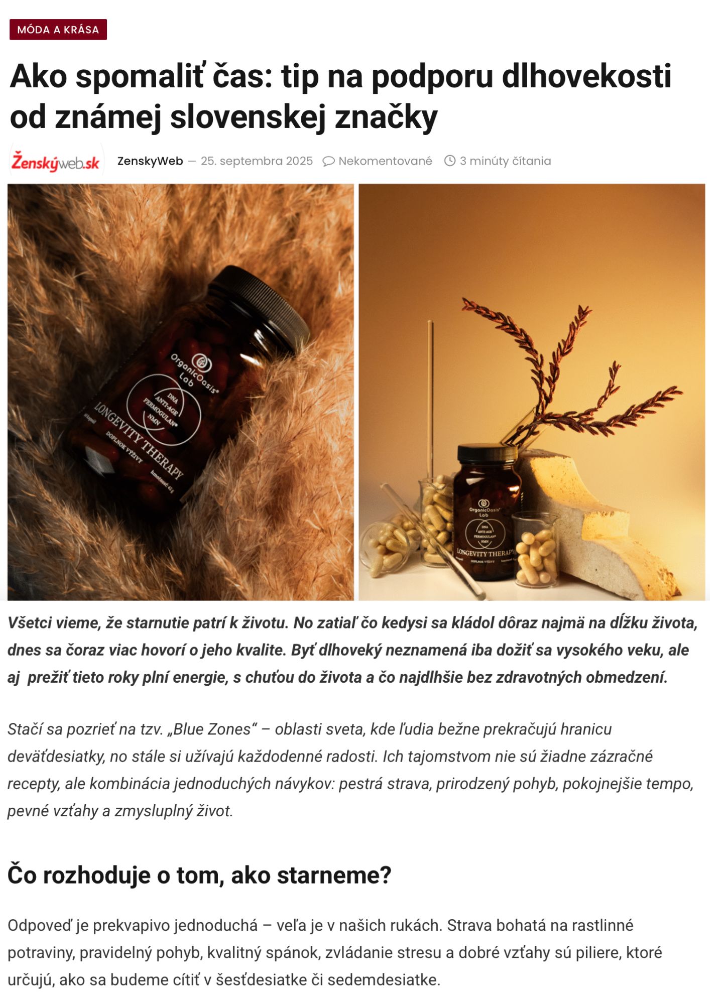 Ženský web Organic Oasis Lab