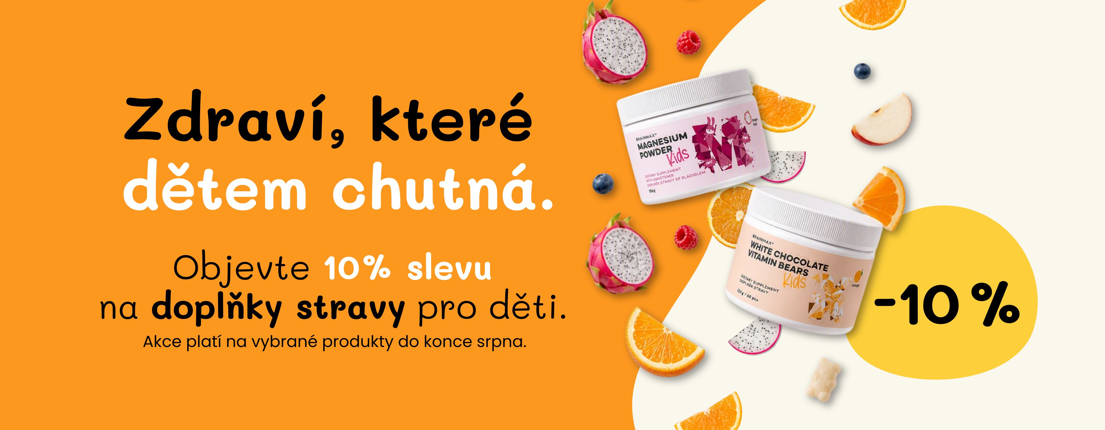 Objevte 10% slevu na doplňky stravy pro děti. Akce platí na vybrané produkty do konce srpna.