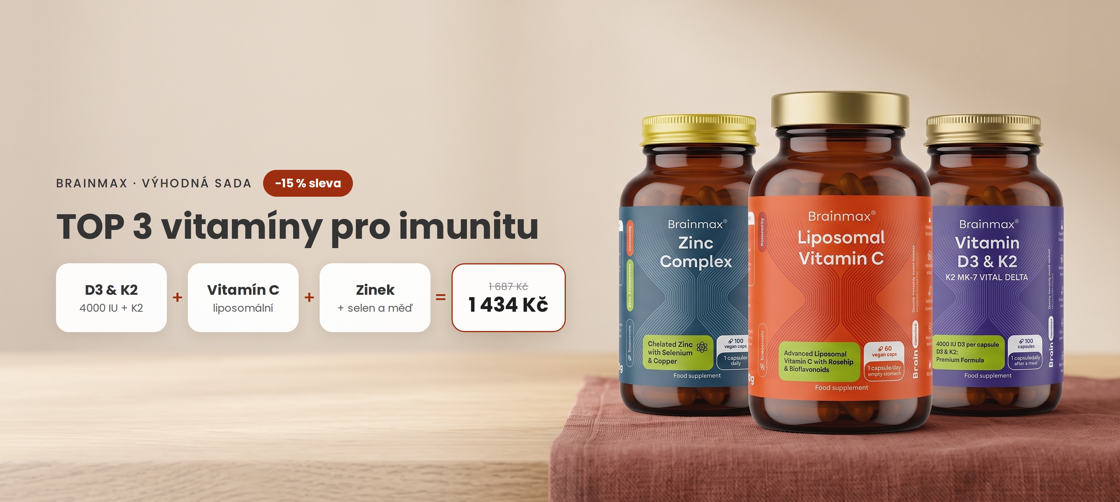 TOP 3 vitamíny pro imunitu - D3K2, Vitamin C, Zinek