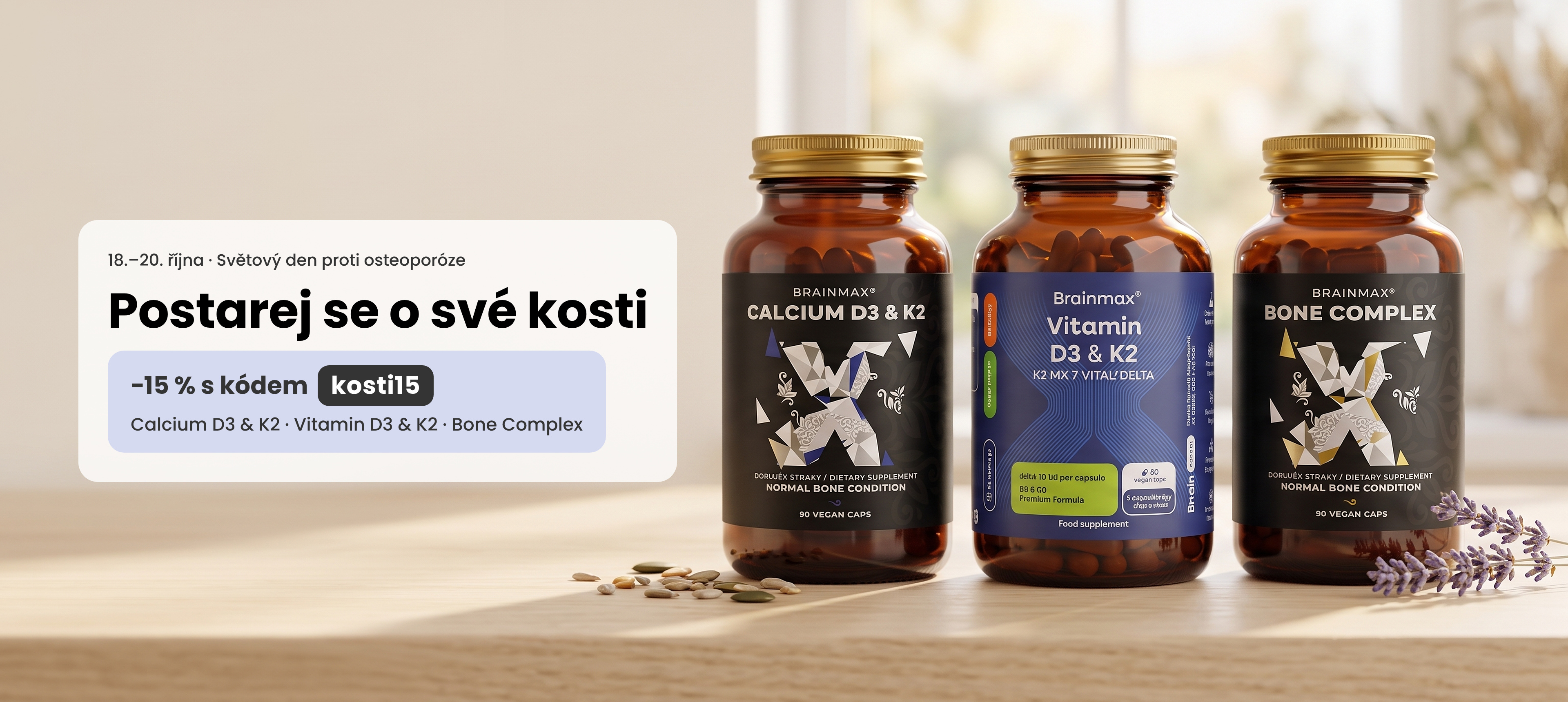 Postarej se o své kosti. -15% sleva na vybrané doplňky s kódem kosti15. 18.-20. 10.
