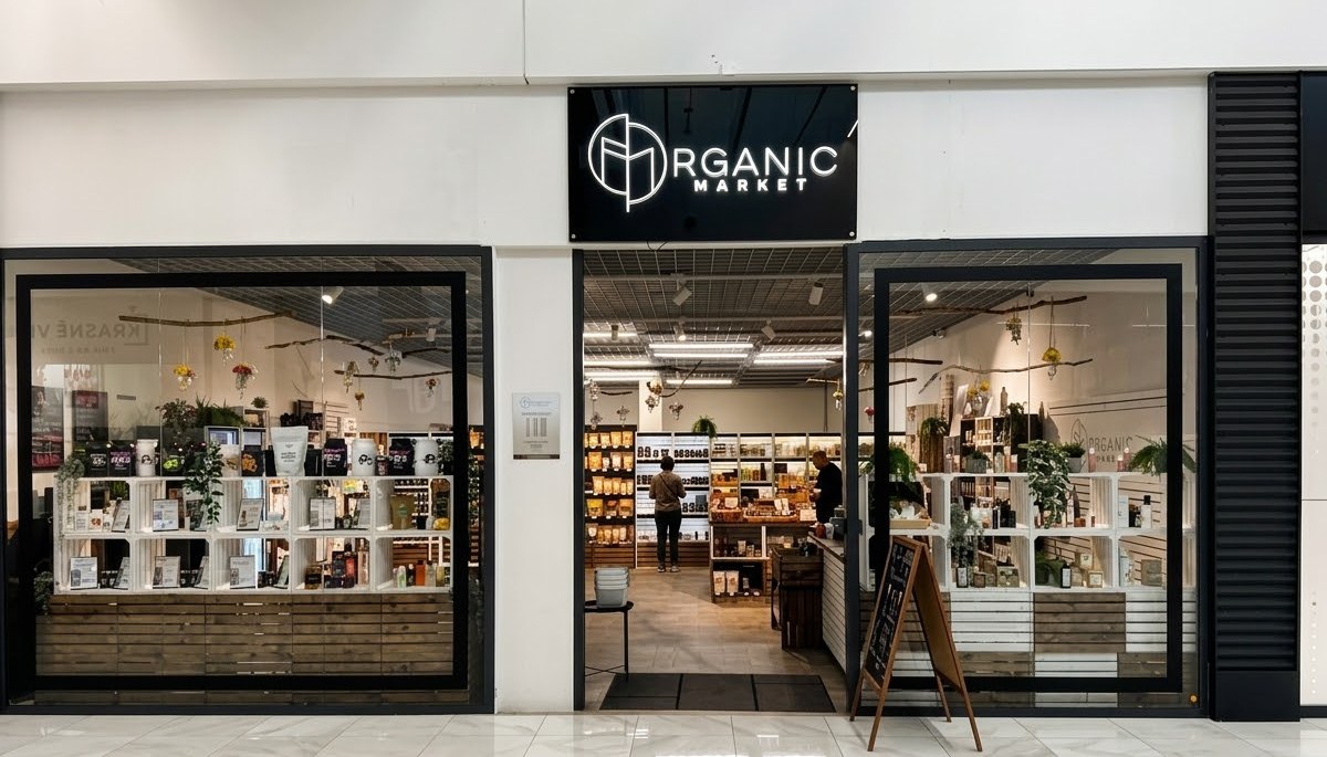 Vstup do prodejny Organic Market v OC Géčko Ostrava