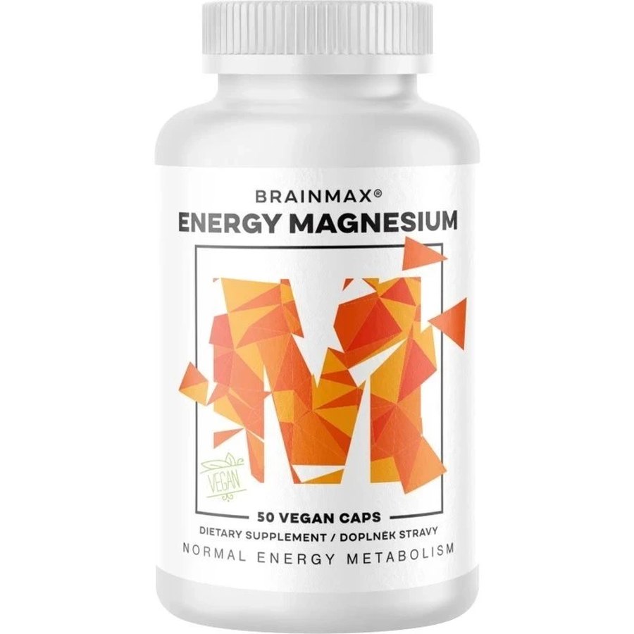 BrainMax Energy Magnesium, 1000 mg, 50 kapslí (Magnesium Malate - Hořcík malát, 164 mg)