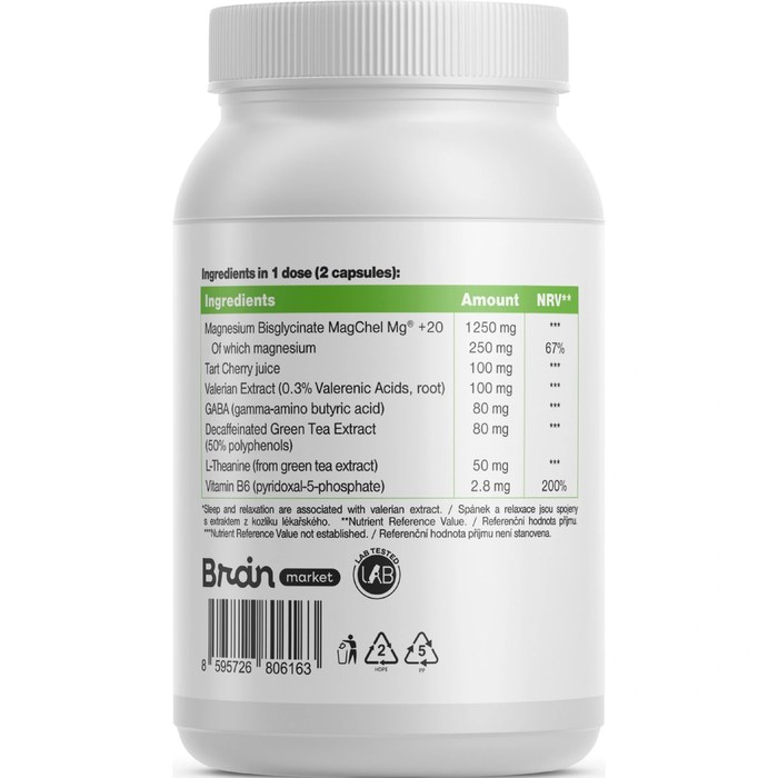 BrainMax Sleep Magnesium – etiketa se složením