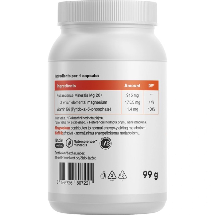 BrainMax Energy Magnesium – etiketa se složením