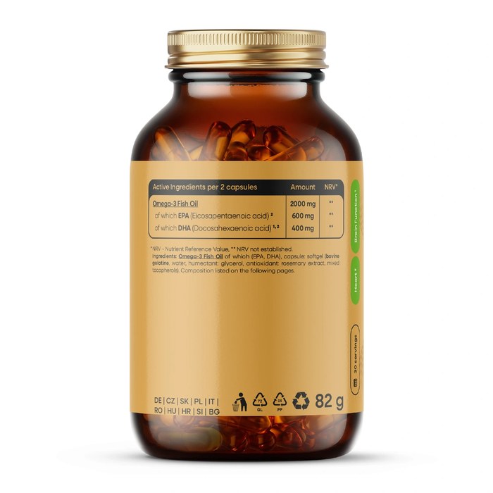 BrainMax Omega-3 Fish Oil – etiketa se složením