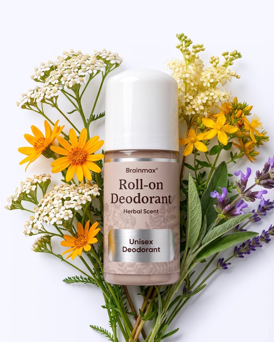Deodorant Brainmax Roll-on Herbal Scent mezi bylinnými květy
