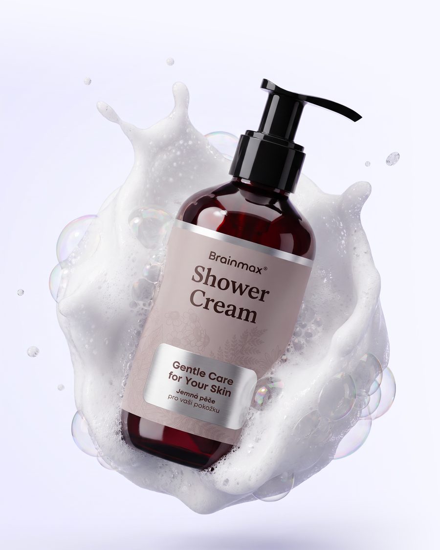 Láhev Brainmax Shower Cream v pěně a bublinách