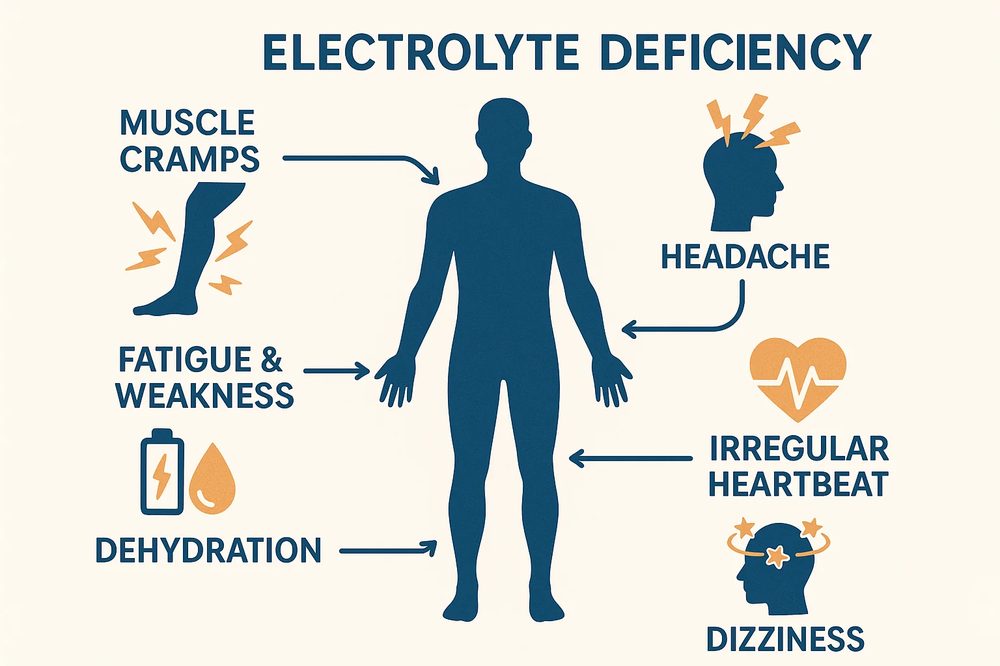 Nedostatek elektrolytů - příznaky
