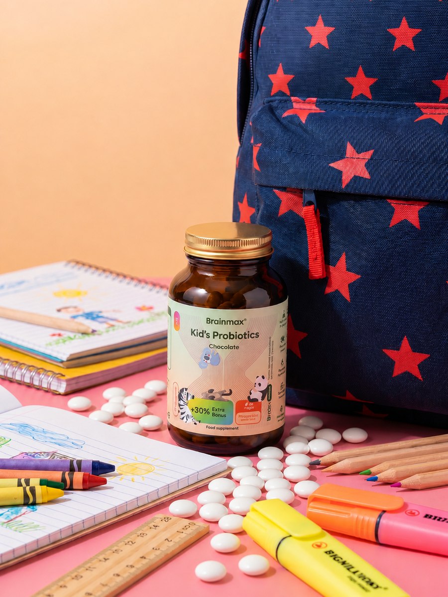 BrainMax Kid's Probiotics Chocolate mezi školními potřebami