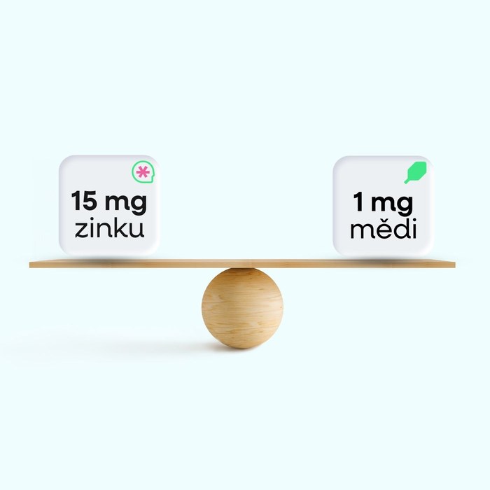 Poměr 15 mg zinku a 1 mg mědi