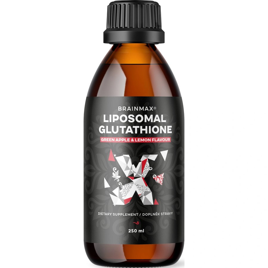 Lahvička BrainMax Liposomal Glutathione 250 ml s příchutí zeleného jablka a citronu