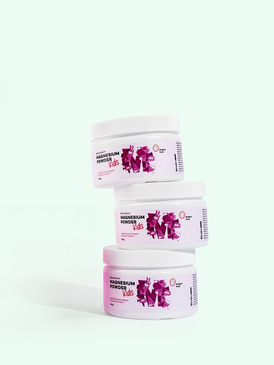 BrainMax KIDS Magnesium Powder - tři dózy