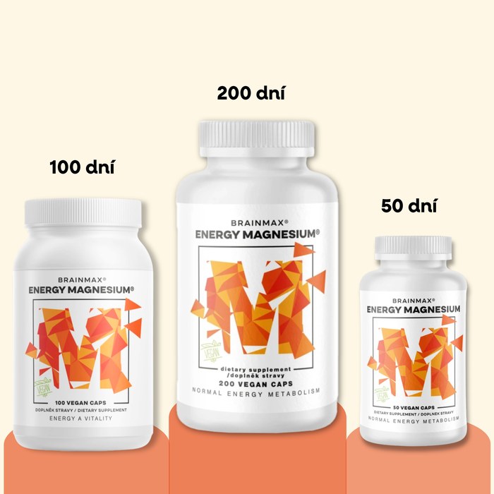BrainMax Energy Magnesium – balení na 50, 100 a 200 dní