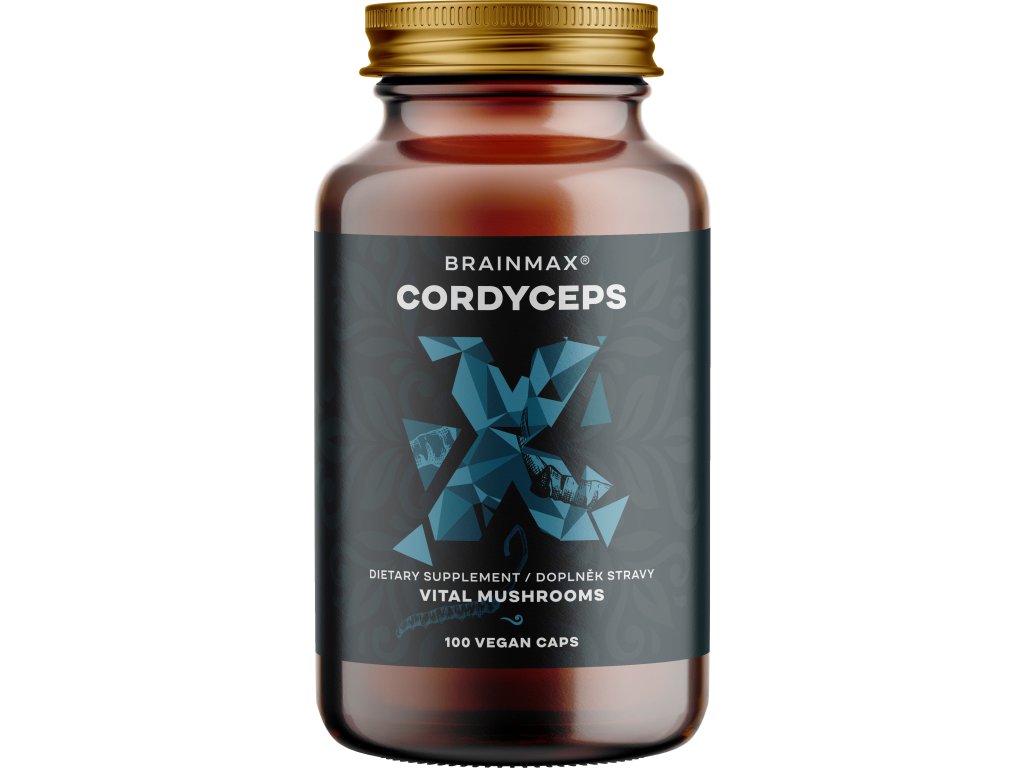 BrainMax Cordyceps extrakt, 50% koncentrace polysacharidů a 20 % β-1,3/1,6 D-glukanů, 500 mg, 100 rostlinných kapslí