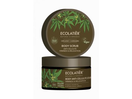 ECOLATIER - Tělový peeling proti celulitidě, pevnost a relaxace, CANNABIS, 300 g, EXPIRACE 11/24