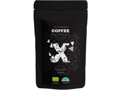 BrainMax Coffee Káva Peru Grade 1, mletá, BIO, 1000 g *CZ-BIO-001 certifikát
