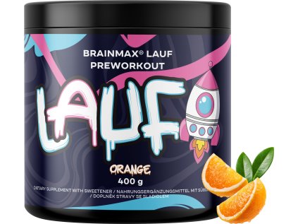 BrainMax LAUF Preworkout, s kofeinem, 400 g, 2 příchutě