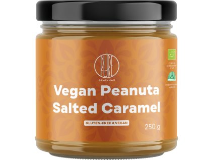 BrainMax Pure Vegan Peanuta, Arašídový krém se slaným karamelem BIO, 250 g