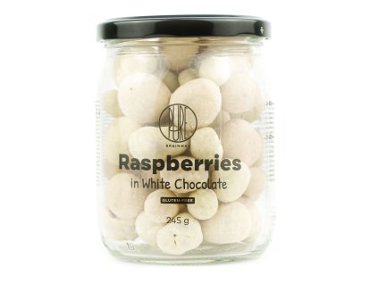 BrainMax Pure Raspberries in White Chocolate, Lyofilizované maliny v bílé čokoládě, 245 g