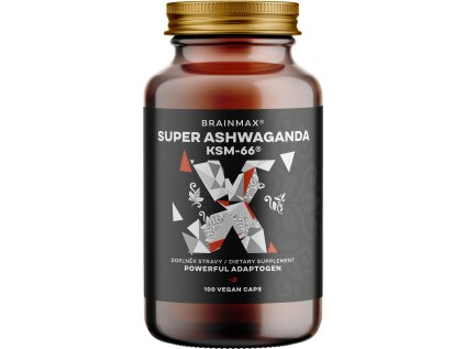 BrainMax Super BIO Ashwagandha extrakt KSM-66®, Ašvaganda extrakt, 100 rostlinných kapslí