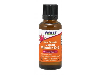 NOW Tekutý vitamin D3 Extra silný, 1000 IU v 1 kapce, 30 ml