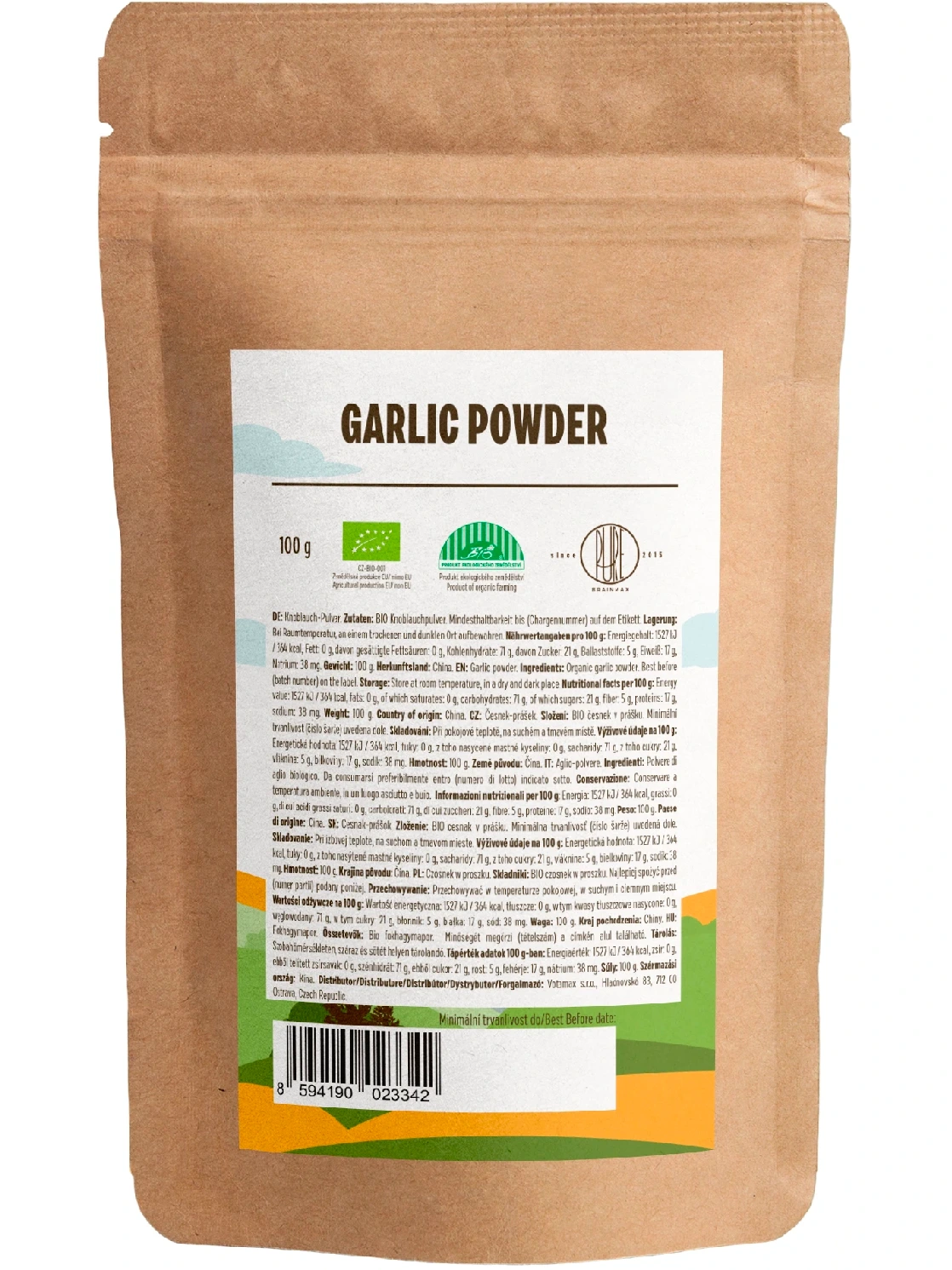 BrainMax Pure® - Garlic Powder, Česnek BIO prášek, 100 g