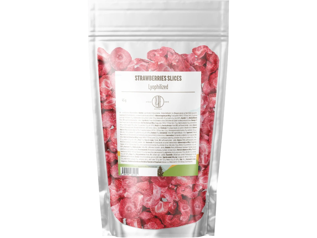 BrainMax Pure Lyofilizované jahody, plátky, 45 g