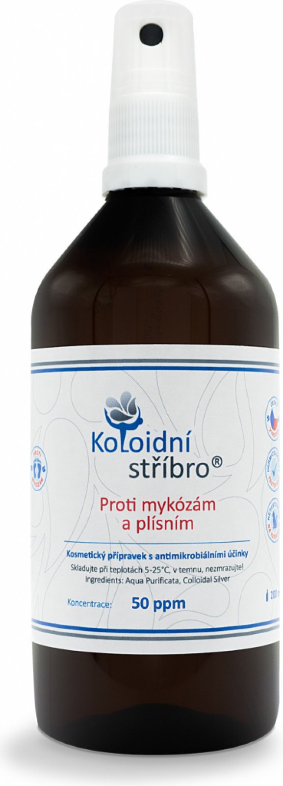 Koloidní stříbro - sprej 100 ml, Proti mykózám a plísním, 40 ppm