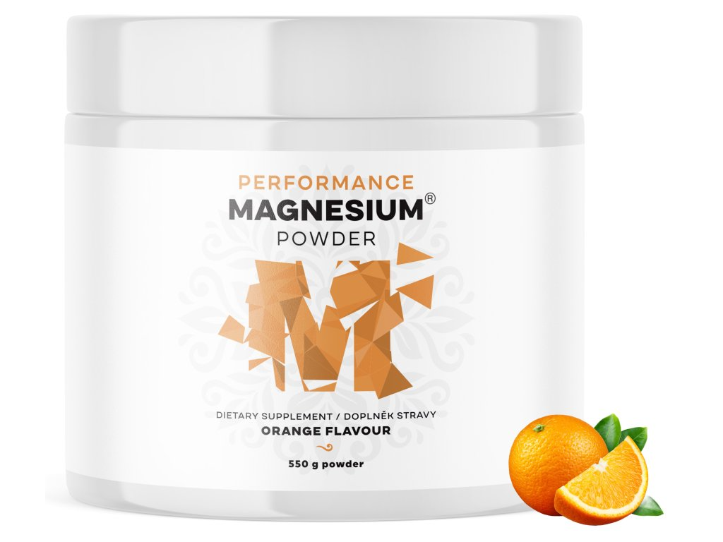 BrainMax Performance Magnesium® Powder, hořčík bisglycinát v prášku, 90 dávek, 550 g, 3 varianty Příchuť: Pomeranč