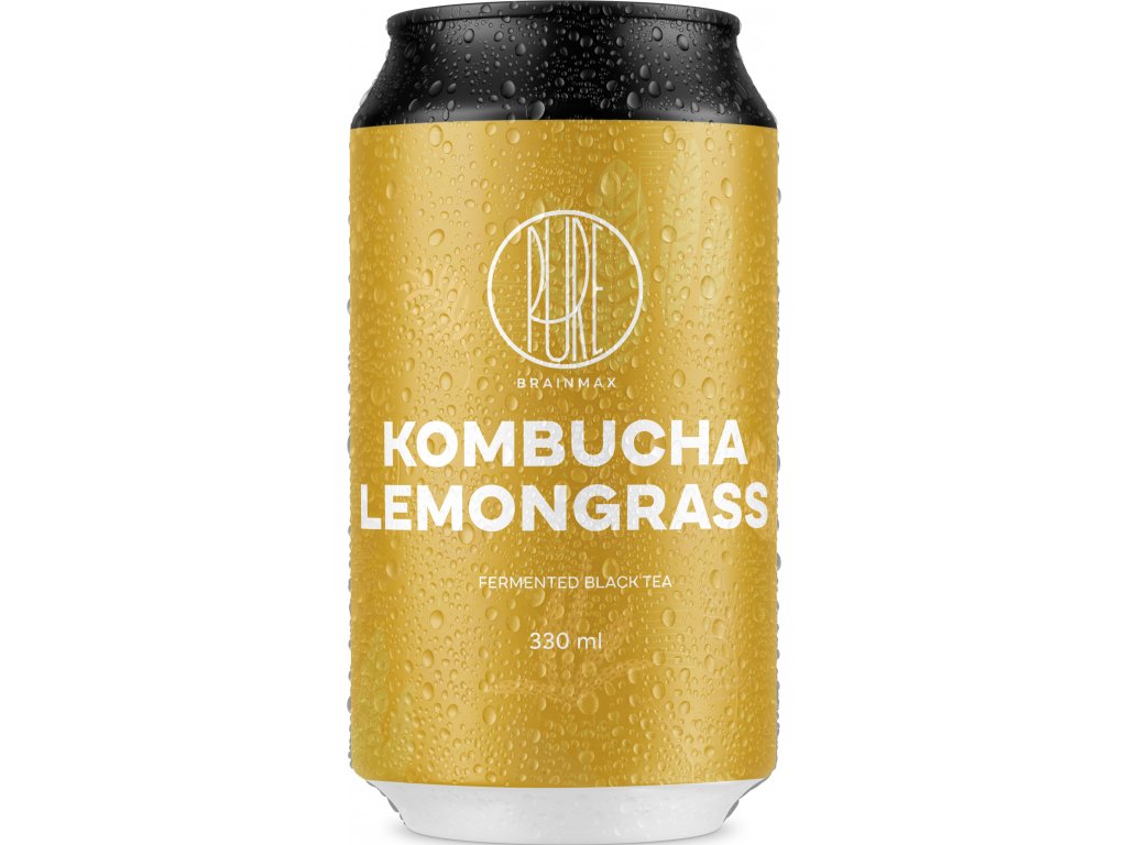BrainMax Pure Kombucha Lemongrass, Kombucha, citronová tráva, 330 ml
