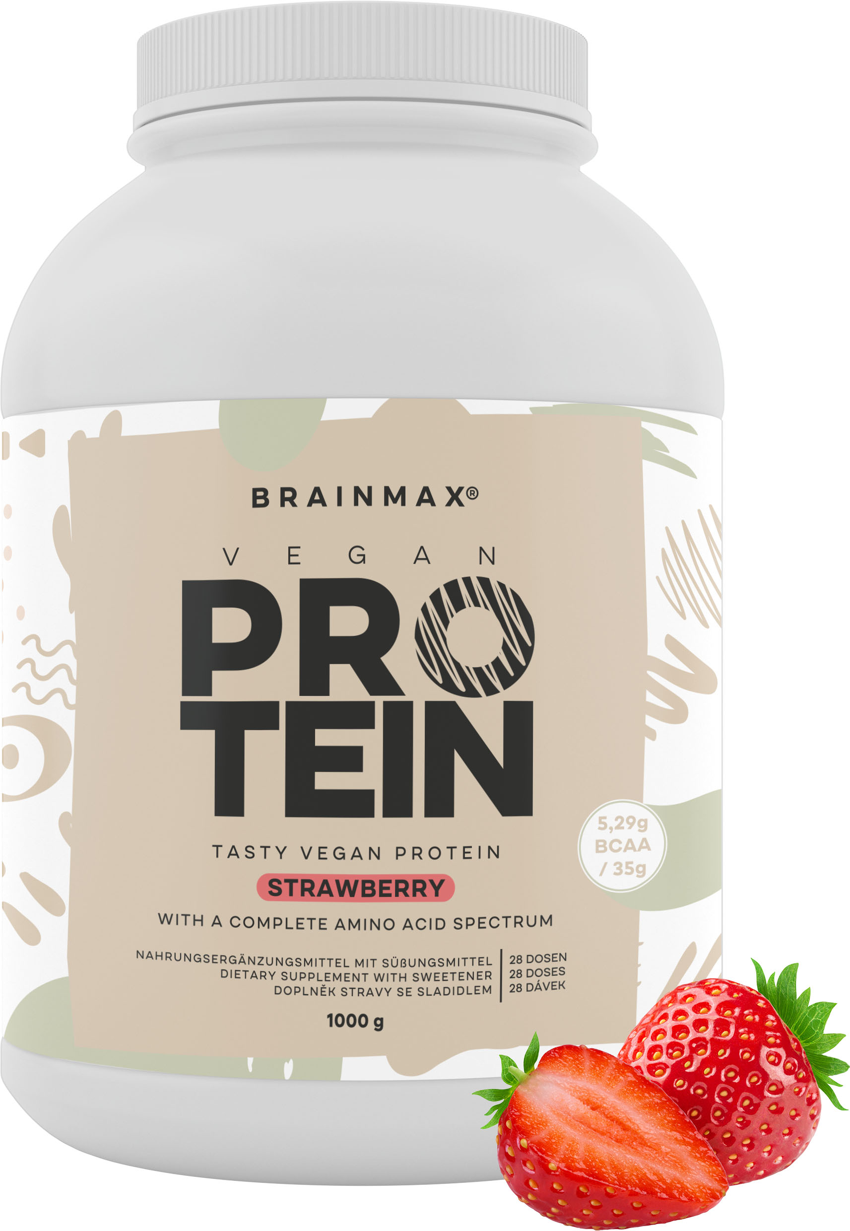 BrainMax Vegan protein, 1000 g, 3 varianty Příchuť: Jahoda