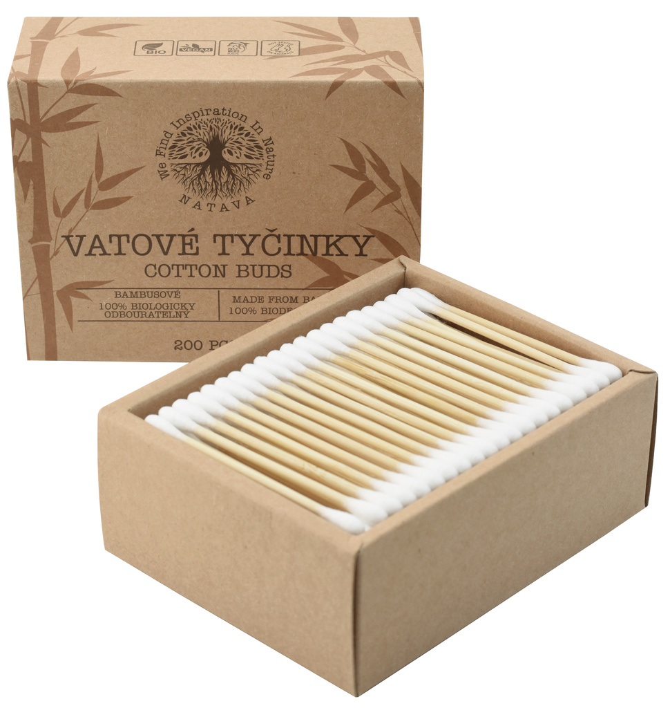 NATAVA - Bambusové vatové tyčinky, 200 ks