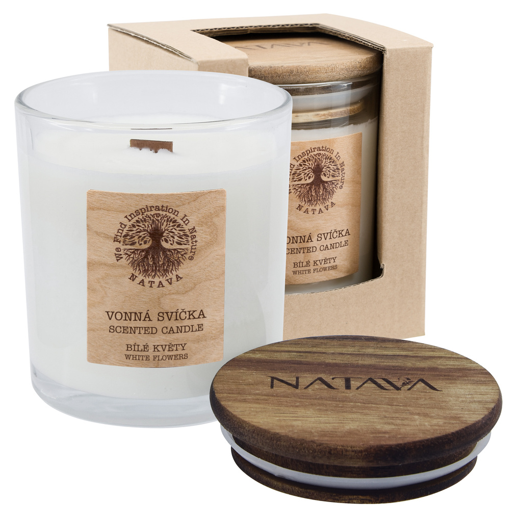 NATAVA - Vonná sójová svíčka Bílé květy, 220 g