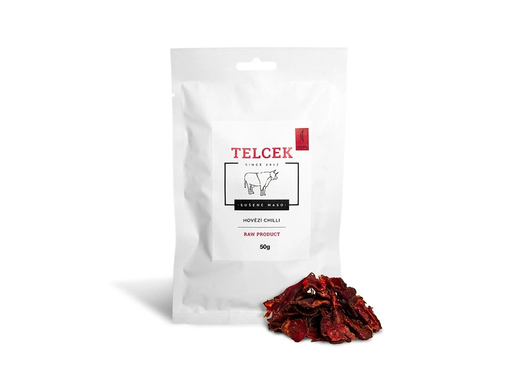 TELCEK - SUŠENÉ HOVĚZÍ CHIPSY s CHILLI, 50g