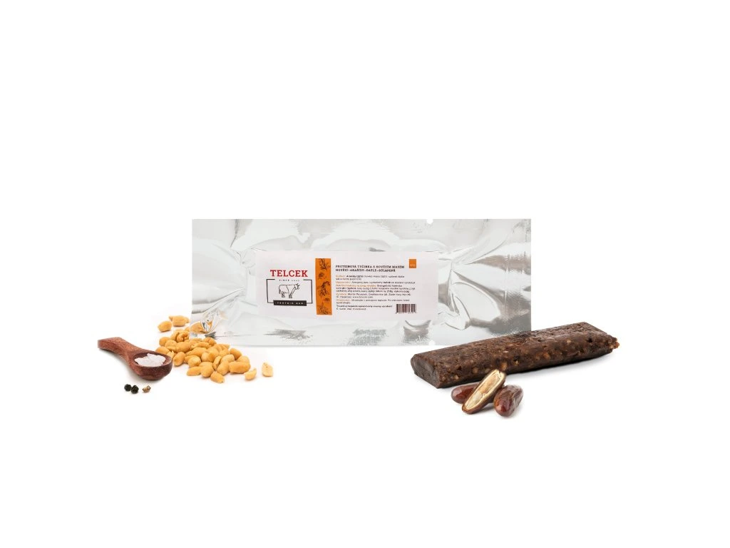TELCEK - HOVĚZÍ PROTEINOVÁ TYČINKA (arašídy, datle, sůl a pepř) 50g