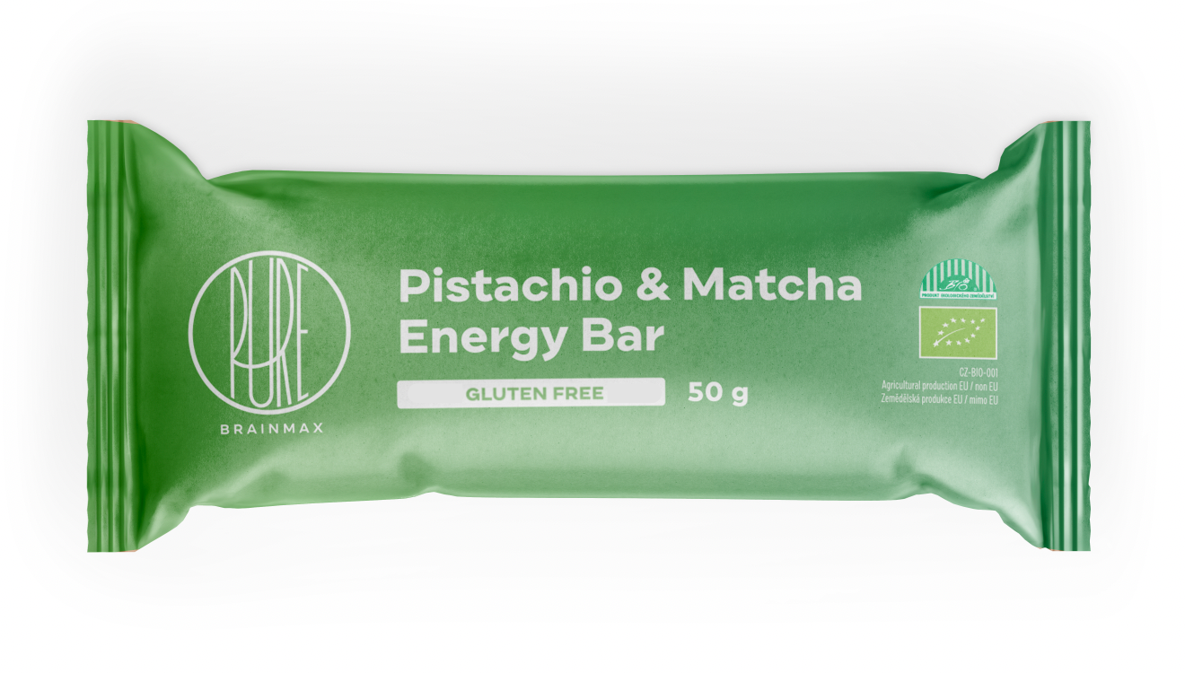 BrainMax Pure Energy Bar, pistácie a matcha, BIO, 50 g