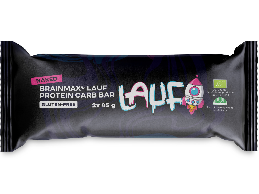 BrainMax Pure BrainMax Lauf Protein Carb Bar, bez polevy, BIO, 2x45 g