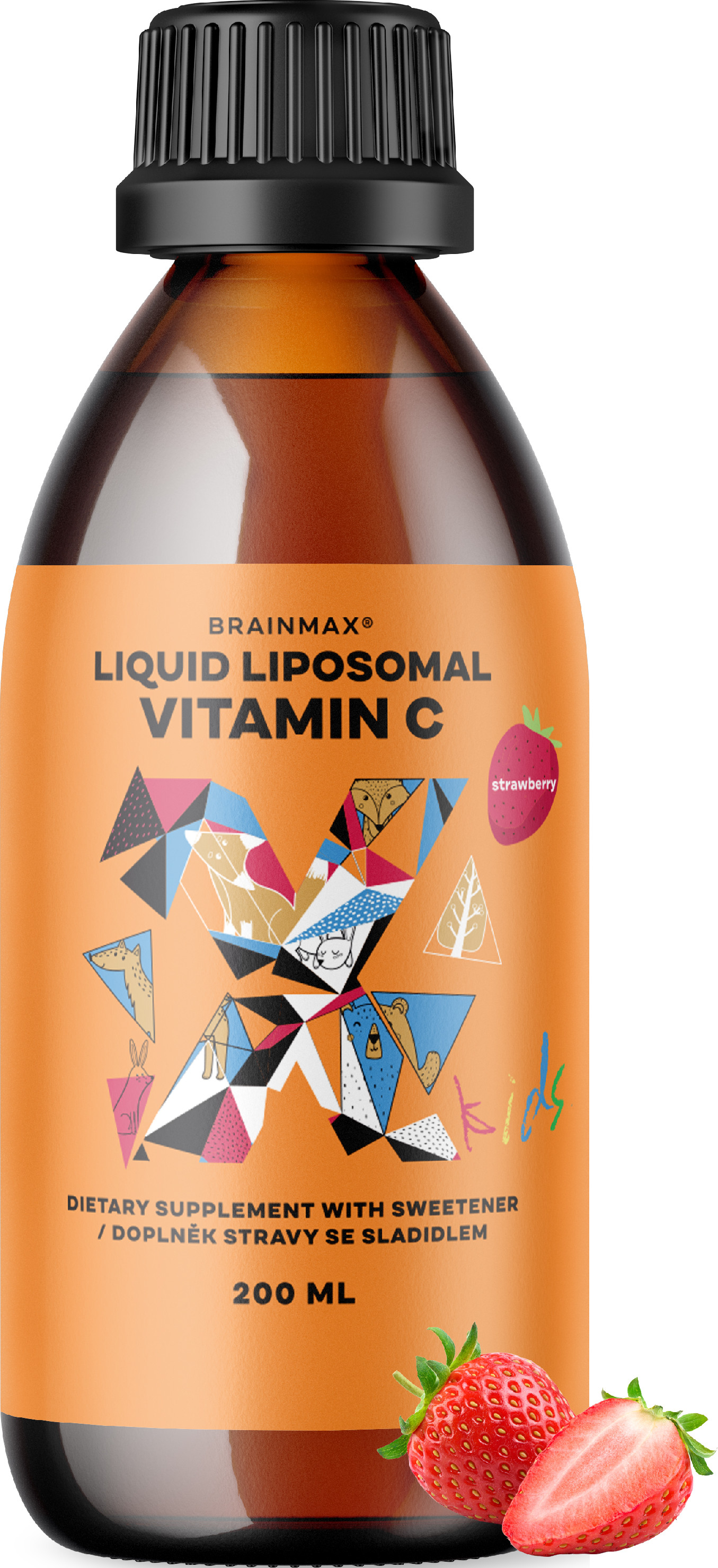 BrainMax KIDS Liquid Liposomal Vitamin C, Strawberry, 500 mg, 200 ml
