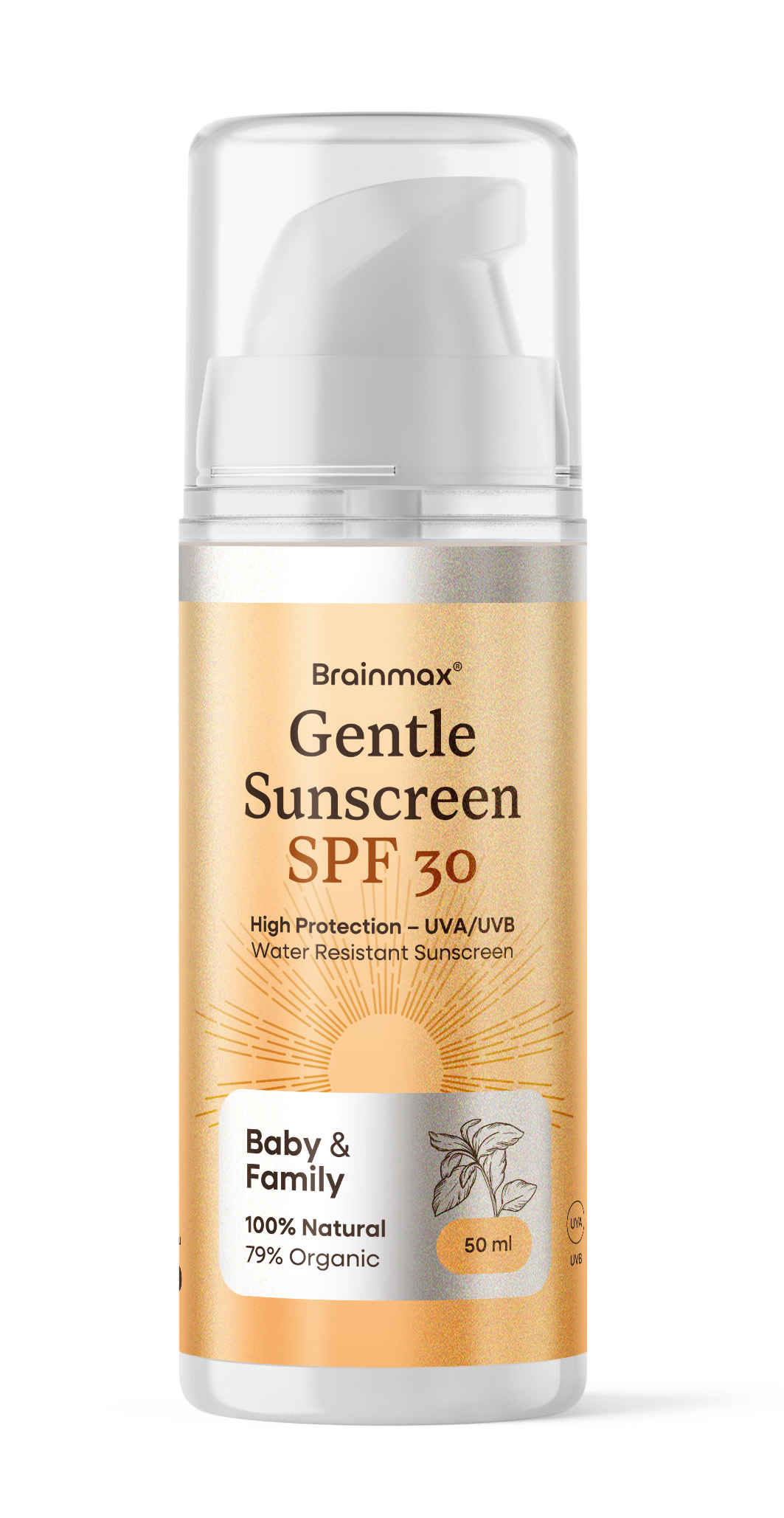 BrainMax Gentle Sunscreen Lotion, BABY & FAMILY, SPF 30, 50 ml