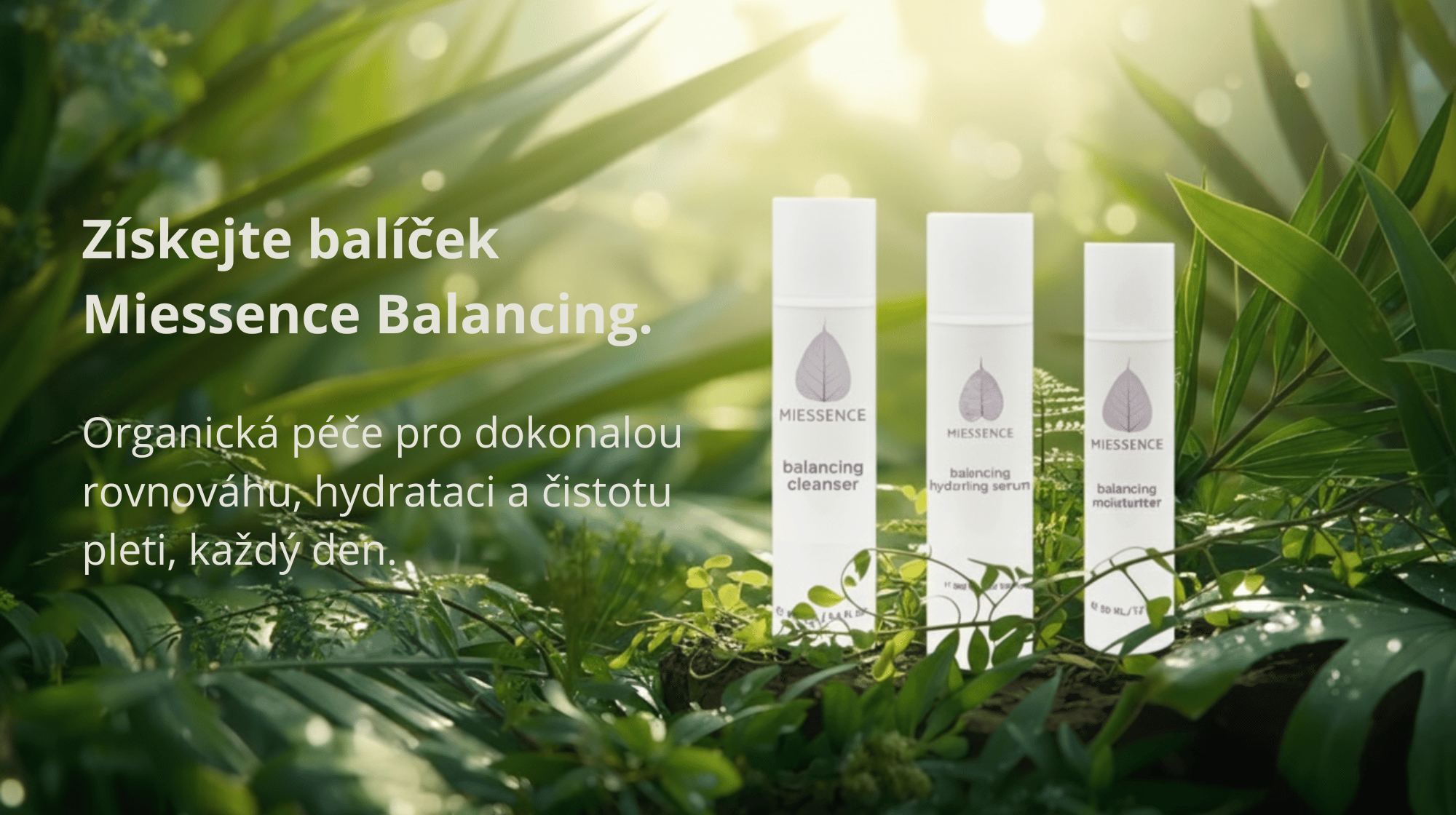 Mobilní baner miessence balancing balíček na pleť